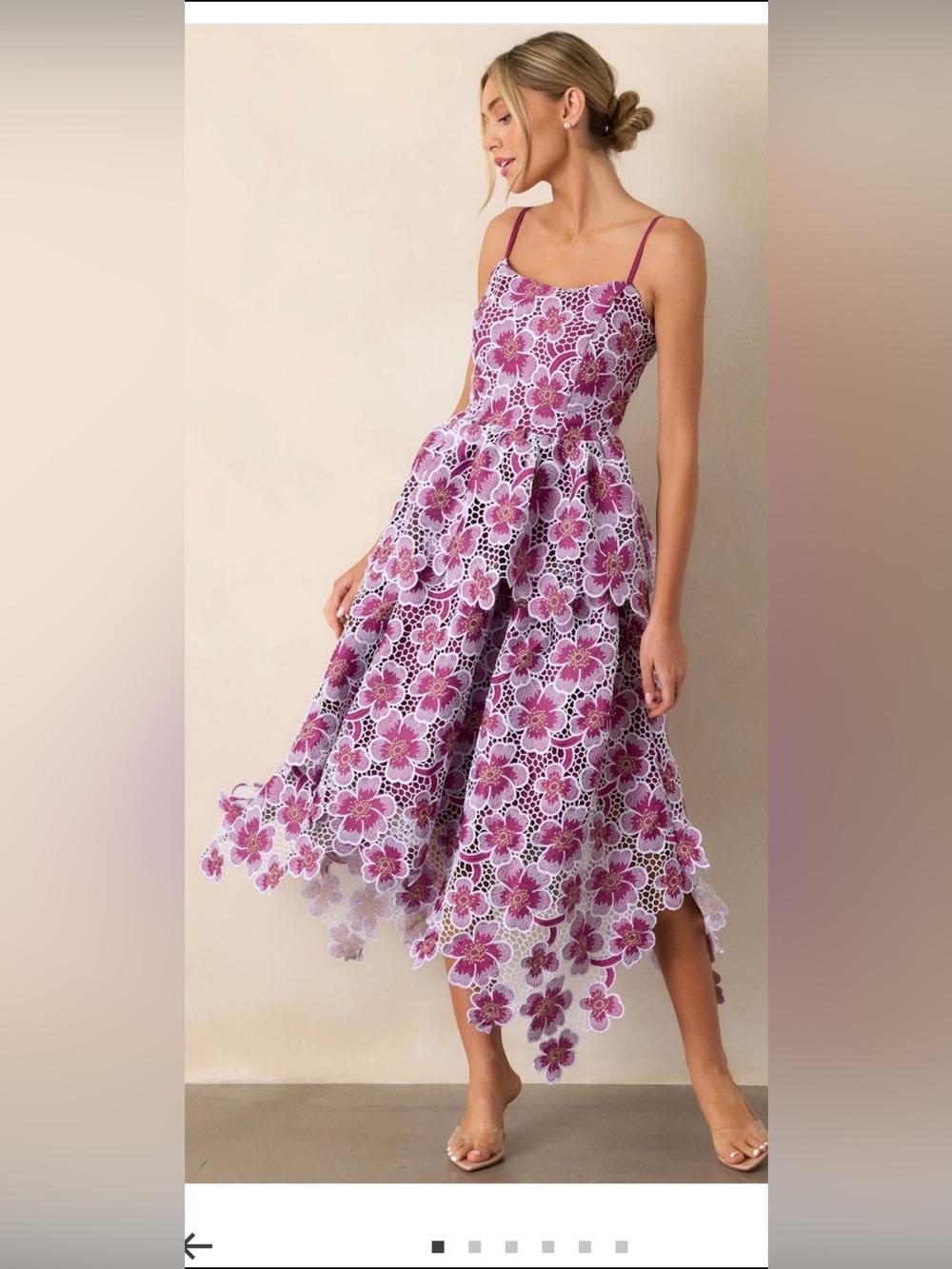 Glimpse Of Grace Light Plum Floral Embroidered Midi Dress